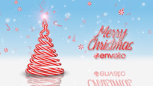 Videohive Christmas Candy Cane Greetings After Effects 35060763