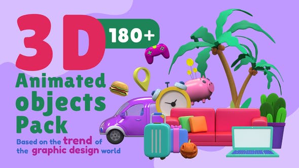 Videohive 40371627 3D Animated Objects Pack