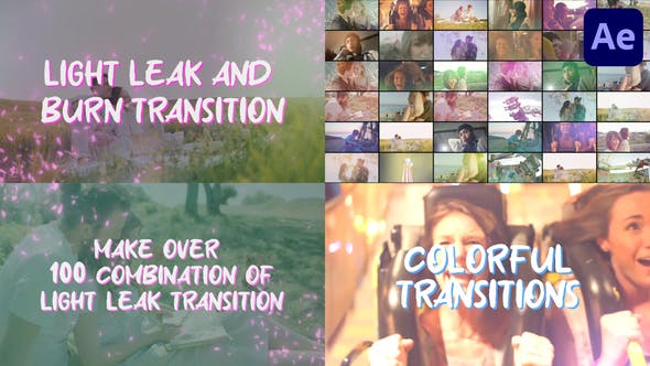 Videohive 43118306 – Light Leak Transitions And Burn Transitions for After Effects