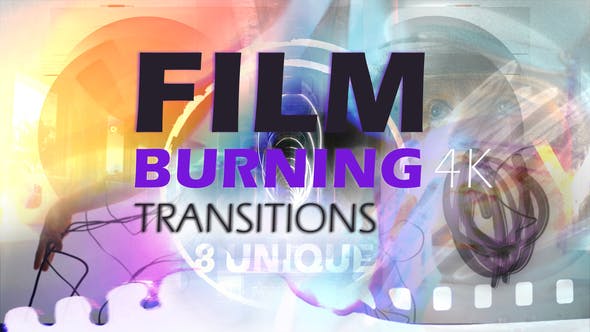 Videohive 49416398 Film Burning Transitions 4K