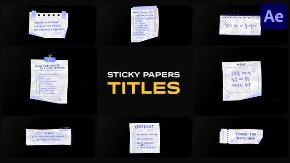 Videohive 48823451 Sticky Papers Titles for After Effects