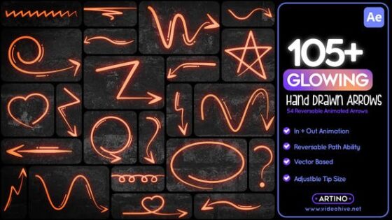 Videohive 51447666 105 Glowing Hand Drawn Arrows